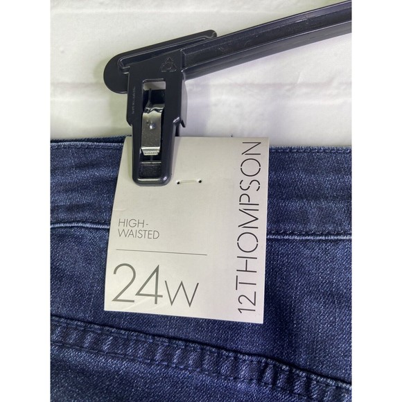 NEW 12 Thompson High Waisted Denim Jeans Dark Wash Stretch Womens Plus Size 24W - Picture 3 of 10